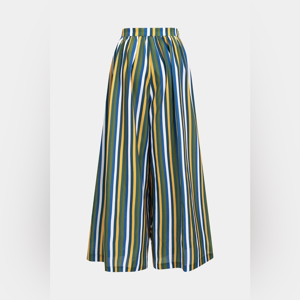 Micas Contrast Stripe Print Ruched Tie Front Trousers L MC5-3 - Picture 2 of 6